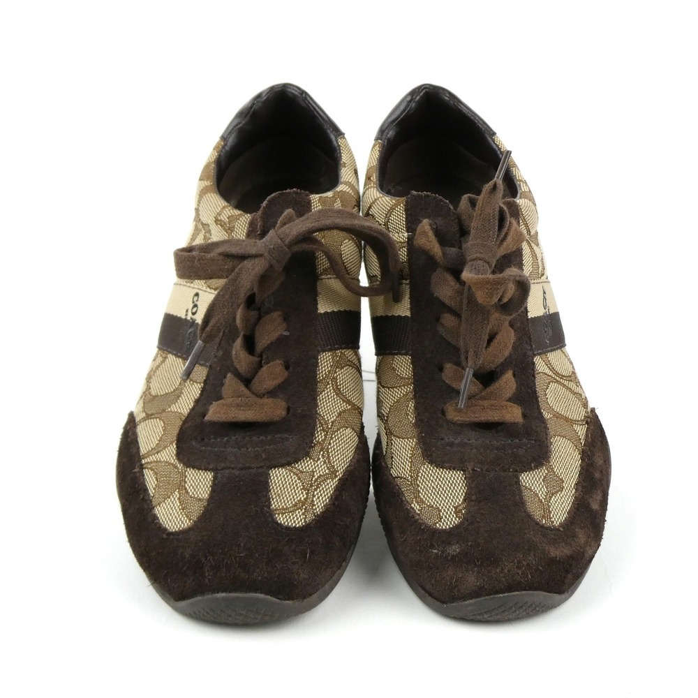 Coach Signature Khaki Brown Kelson Shoes Size 7B Q7839